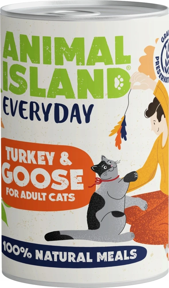 Drėgnas Kačių Maistas - Animal Island Kasdienis Kalakutas ir Žąsis 400g