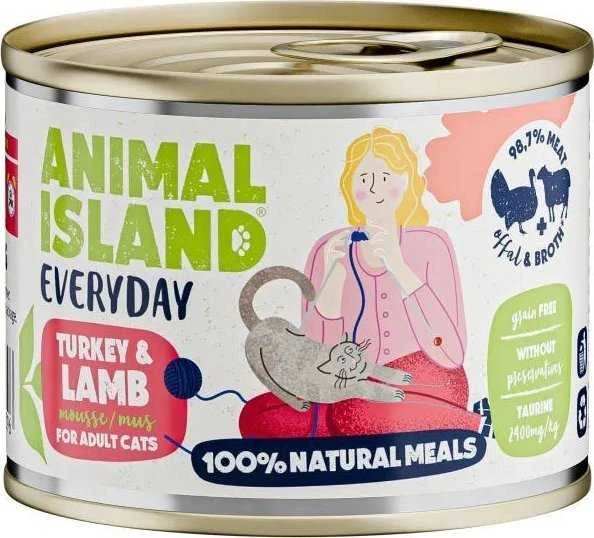 Drėgnas Kačių Maistas - Animal Island Kasdienis Kalakutas ir Ėriena 200g
