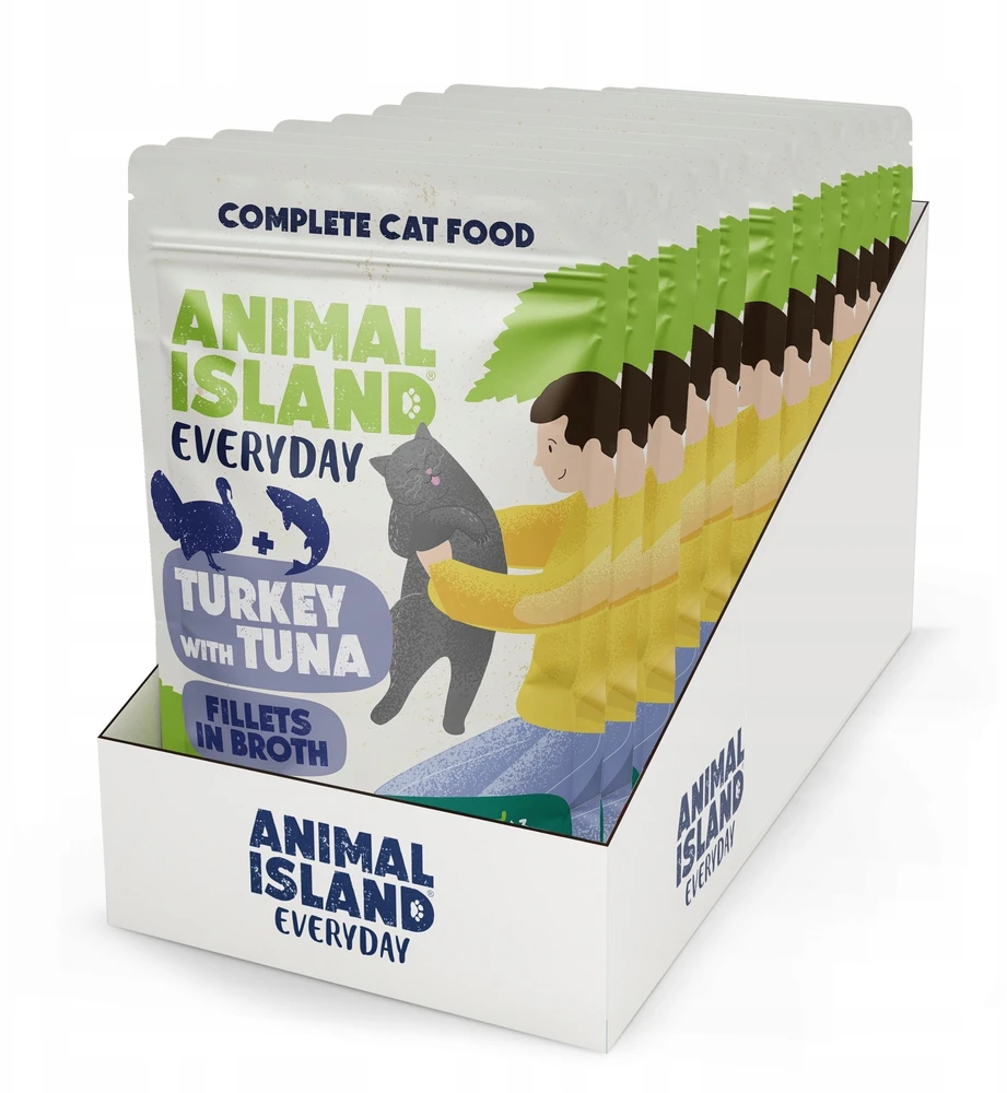 ANIMAL ISLAND kalakutienos ir tuno katei maišeliai 12 x 85 g