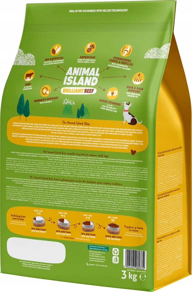Sausas Šunų Maistas - Animal Island Brilliant jautiena 3kg