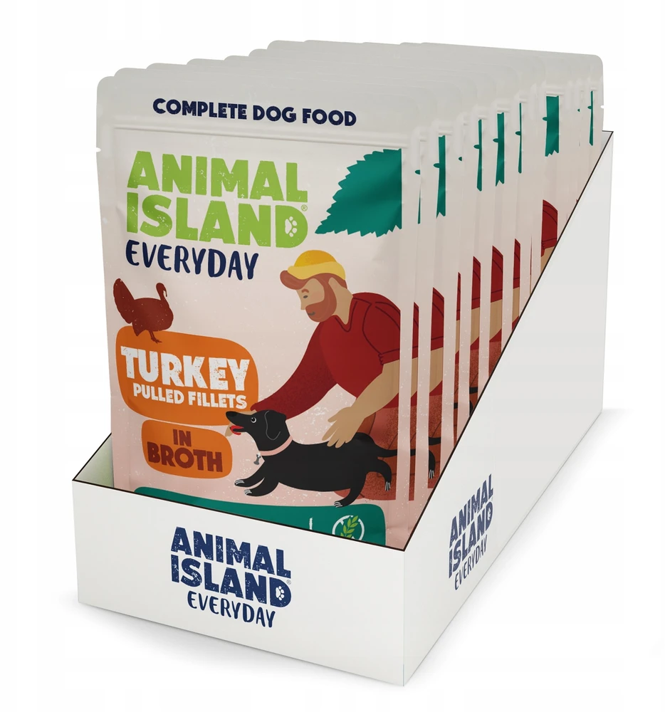 ANIMAL ISLAND kalakutiena Fillets in broth – drėgnas ėdalas šunims – 10x150g