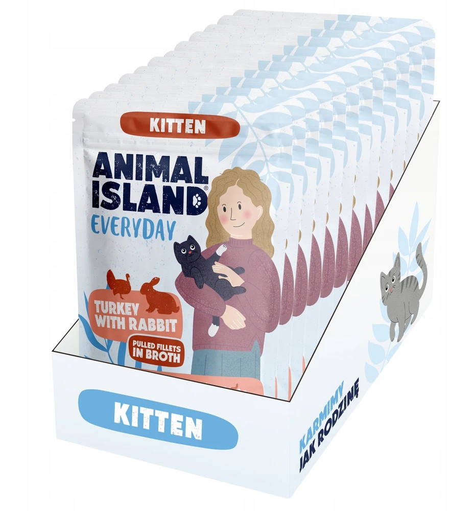 ANIMAL ISLAND Everyday Kitten kalakutiena with rabbit Box – šlapias kačių maistas – 12x85g