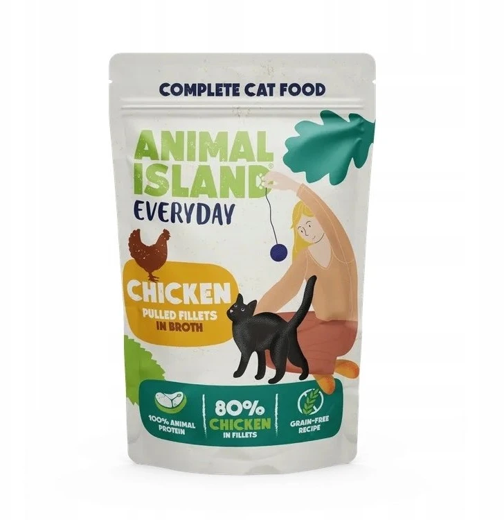 ANIMAL ISLAND Everyday vištiena pulled fillets in broth - wet cat food - 85g