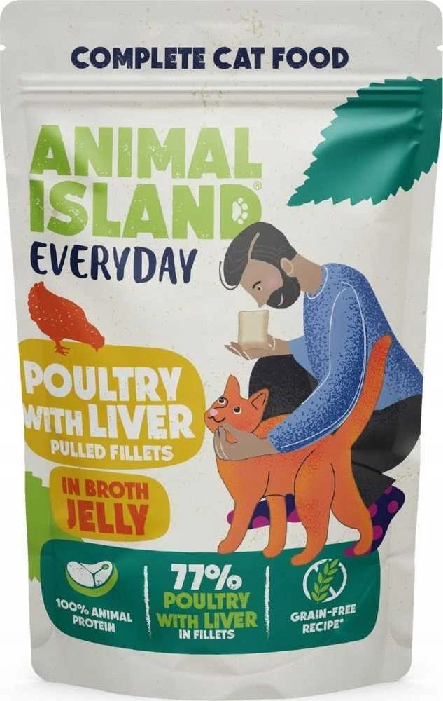 ANIMAL ISLAND Everyday – šlapias kačių ėdalas su veršiena ir paukštiena bei kepenėlėmis – 4 x 85 g