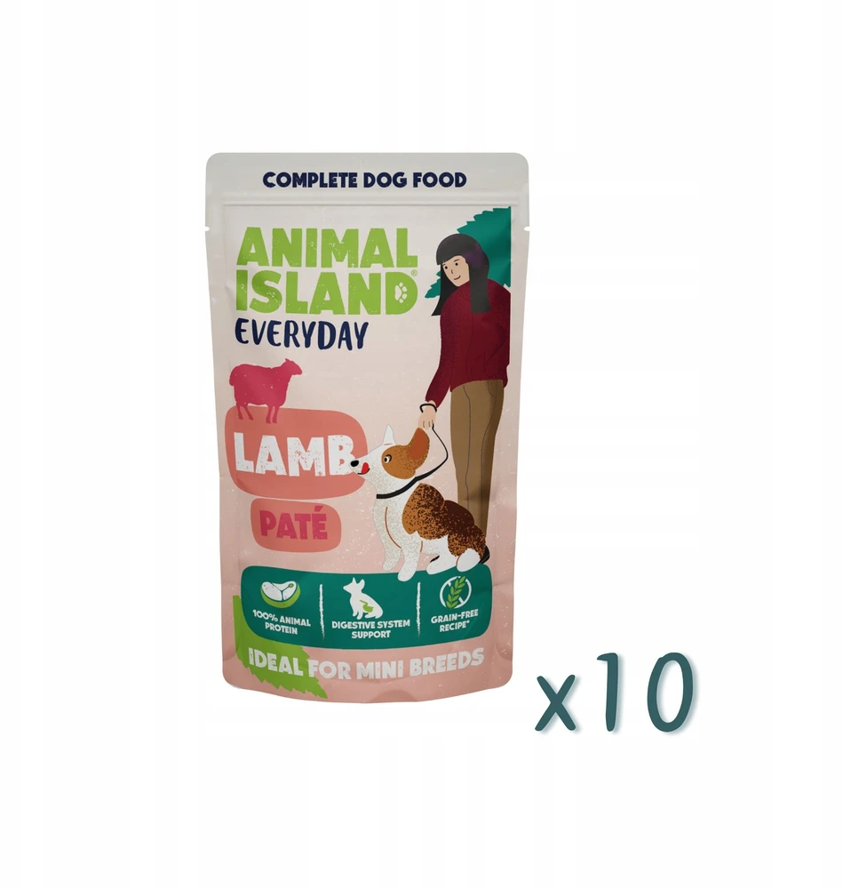 Šunų Maistas - ANIMAL ISLAND Everyday ėriena Drėgnas Šunų Maistas su Aviena, 10x150 g