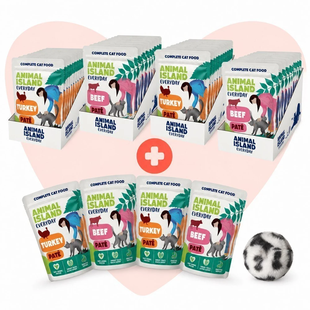 ANIMAL ISLAND Love Box pašteto skonių mišinys 48 vnt. + žaisliukas