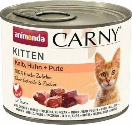 Animoda Animonda Carny kitten 200g jaunų kačių konservai su veršiena, vištiena ir kalakutiena