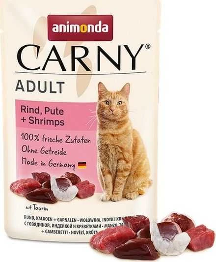 Animoda Drėgnas Kačių Maistas - Animonda Carny Suaugusiems 85g Jautiena, Kalakutiena Ir Krevetėmis