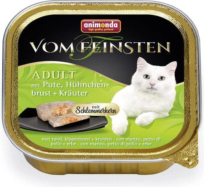 Animoda Kačių Maistas - ANIMONDA Vom Feinsten Suaugusiųjų Turkija Vištienos Krūtinėlė Žolelės 100g