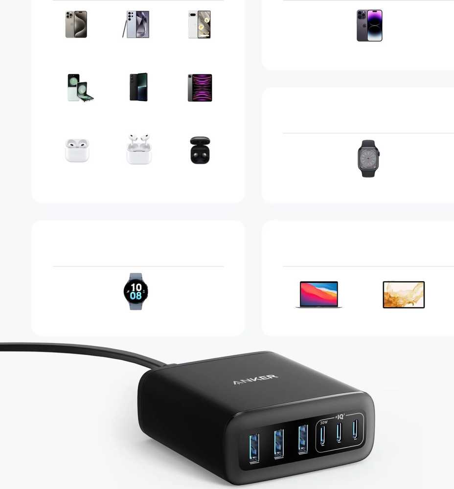Anker ANKER 6-in-1 Įkrovimo stotelė 112W 3x USB-A 3x USB-C juodas