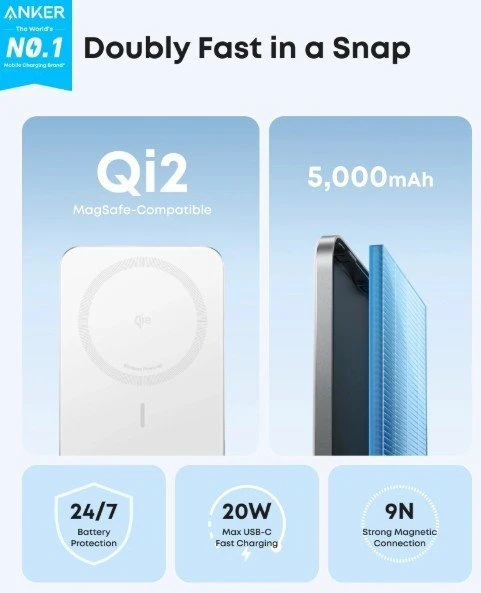 Anker Nano Power Bank 5K balta