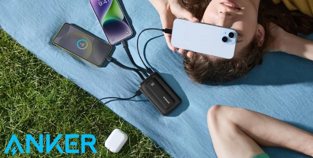 „Anker Nano“ išorinė baterija, 45 W, su integruotu ištraukiamu USB-C laidu | A1638H11 | 10000 mAh | Juodas