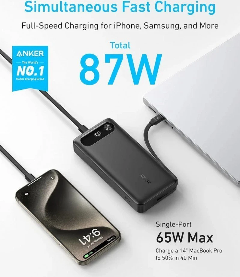 Anker Power Bank 65W | A1383H11 | 20000 mAh | Juodas
