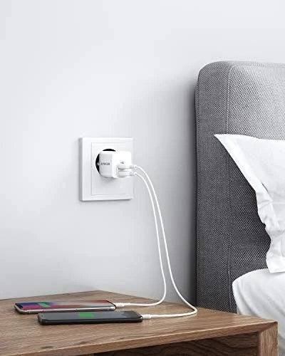 „Anker PowerPort Mini“ dvigubas sieninis įkroviklis, 2 vnt., kompaktiškas USB įkroviklis, 2,5 A galia