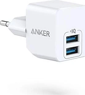 „Anker PowerPort Mini“ dvigubas sieninis įkroviklis, 2 vnt., kompaktiškas USB įkroviklis, 2,5 A galia