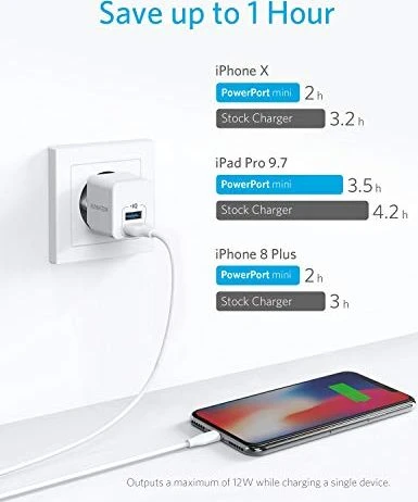 „Anker PowerPort Mini“ dvigubas sieninis įkroviklis, 2 vnt., kompaktiškas USB įkroviklis, 2,5 A galia