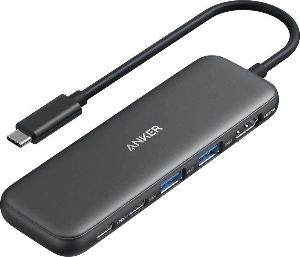 Anker USB-C šakotuvas (5 viename) 1 x 4K HDMI 2 x USB-A 1 x USB-C 1 x USB-C PD 100 W