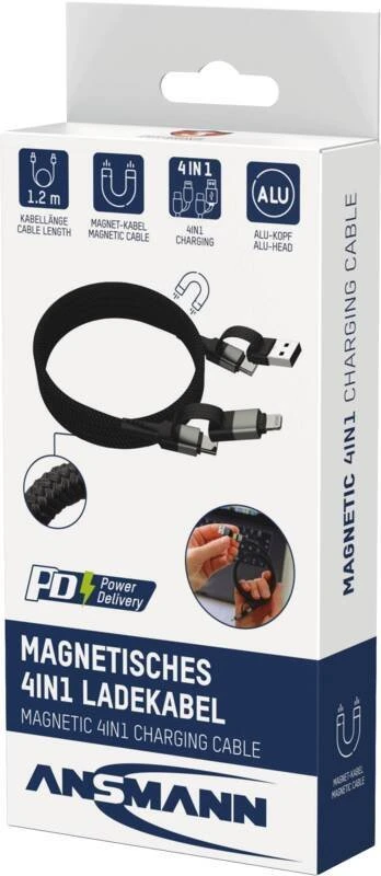 Ansmann 1700-0188 kabelis USB 1,2 m USB A/USB C USB C/Lightning juoda, sidabrinė