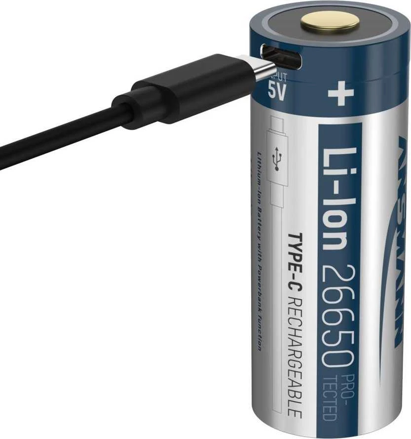 Ansmann 26650 akumuliatorius su USB-C įkrovimo laidu