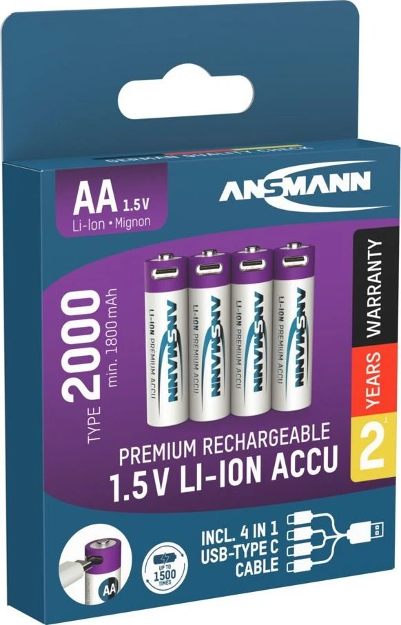 Ansmann ACCU AA 1.5V 2000MAHUSB-C.MAX2A 4PCS