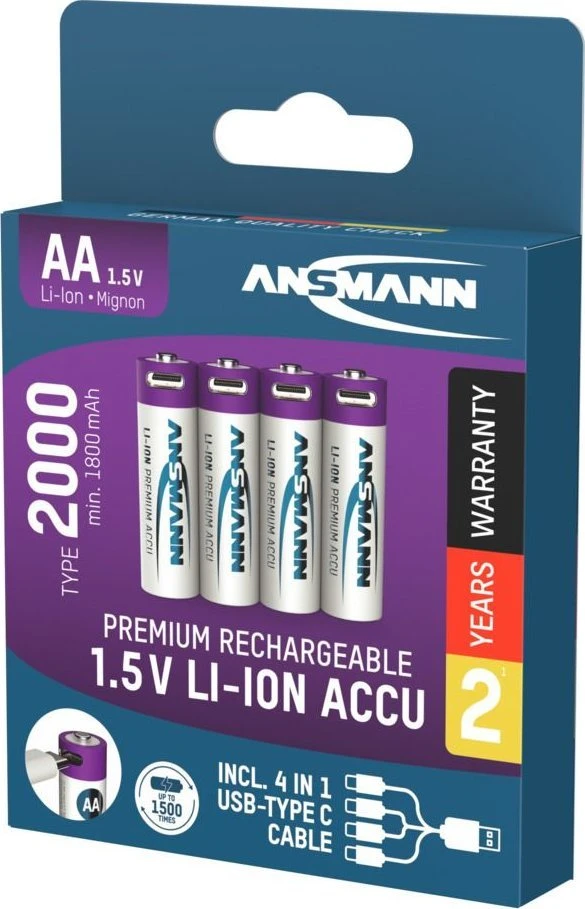 Ansmann ACCU AA 1.5V 2000MAHUSB-C.MAX2A 4PCS
