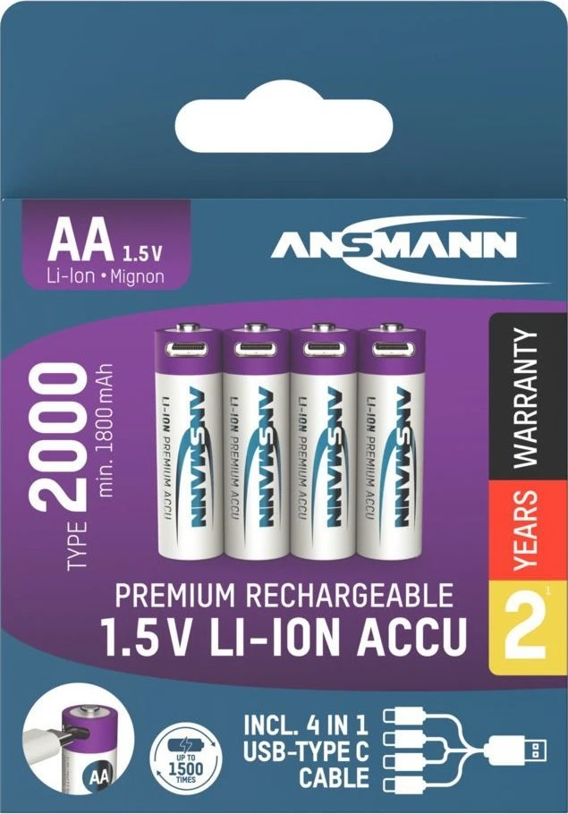 Ansmann ACCU AA 1.5V 2000MAHUSB-C.MAX2A 4PCS