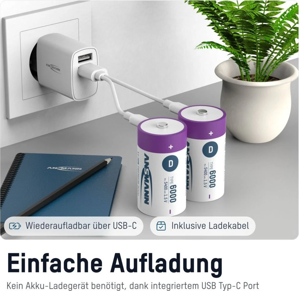 Ansmann 1314-0005 buitinė baterija Įkraunama baterija D Ličio-jonų (Li-Ion)