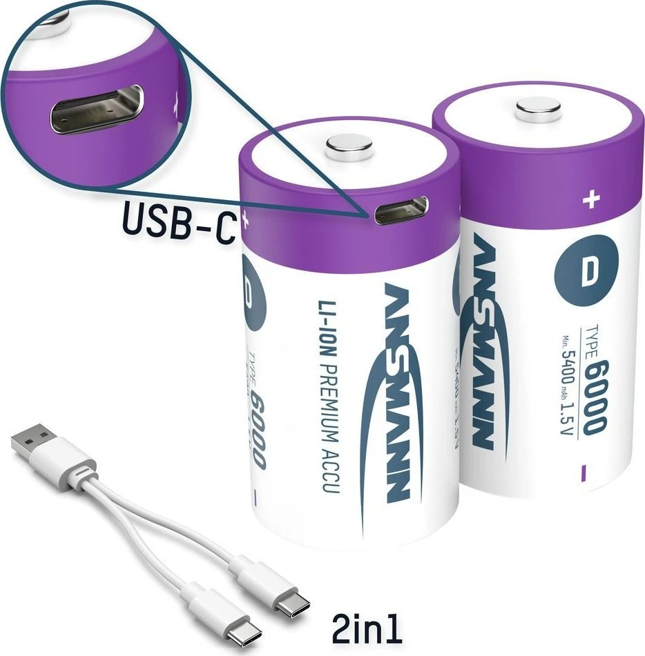 Ansmann 1314-0005 buitinė baterija Įkraunama baterija D Ličio-jonų (Li-Ion)