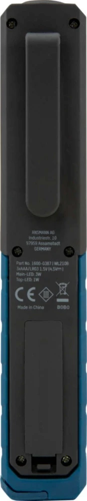 Ansmann WL210B, Rankinis žibintuvėlis, Juoda, Mėlyna, IP20, COB LED, 2 lempos, 4,5 V