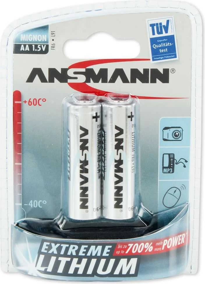 Ansmann Extreme Lithium AA baterijos pakuotėje