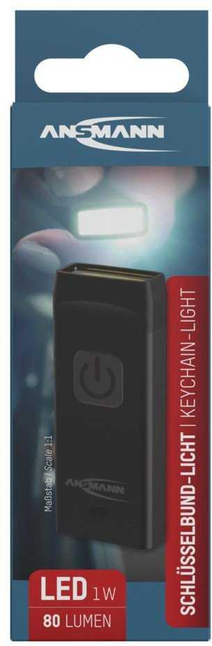 Žibintuvėlis Ansmann Ansmann Keychain light KL80R, Keychain prožektorius, Juodas, Aliuminio, Mygtukai, IPX3, COB LED