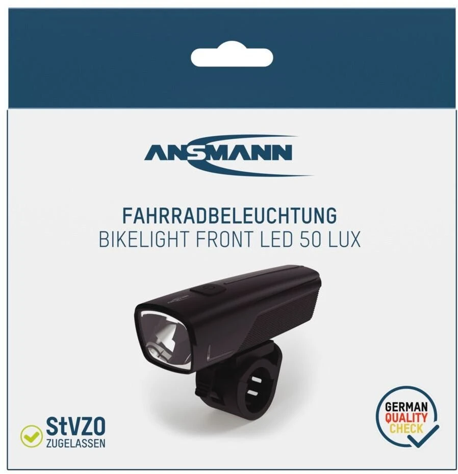 Lampka rowerowa przednia LED ANSMANN 1600-0524 50lx 2600mAh 2W juoda