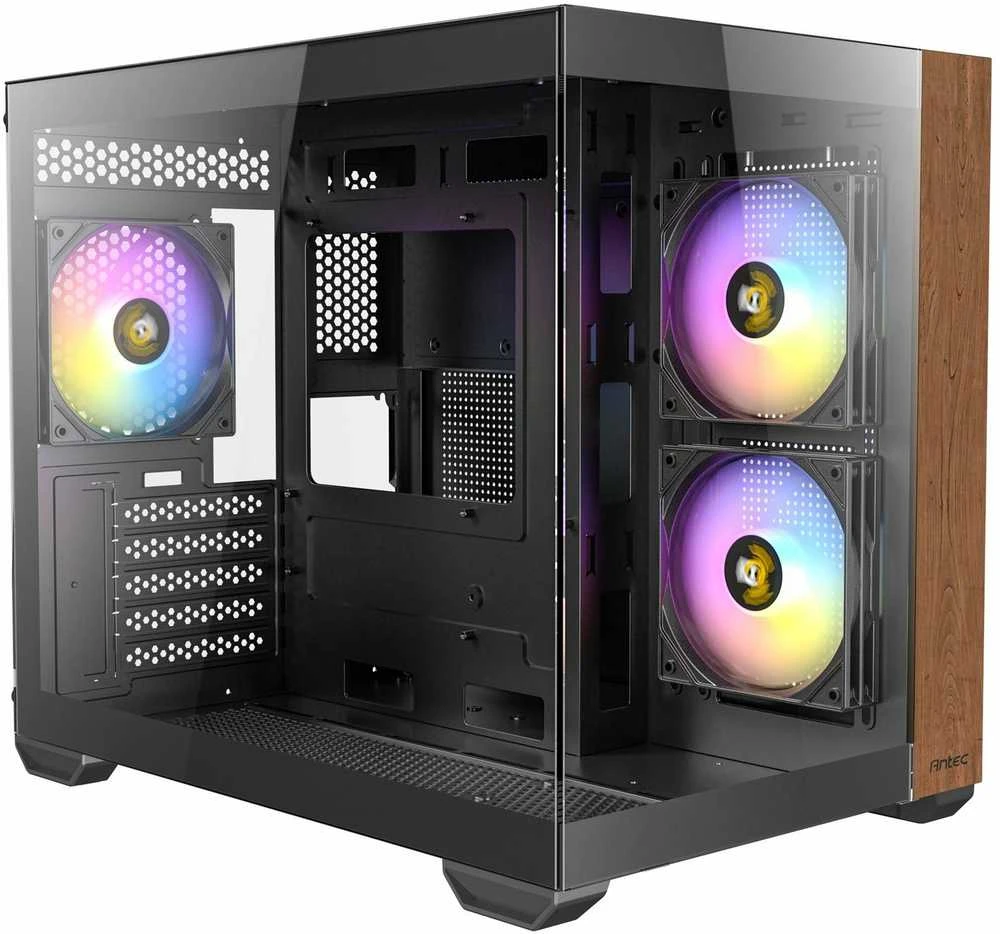 Antec CX600M Wood PC kompiuterio korpusas, Mini-Tower, Micro-ATX, Tempered Glass – juodos spalvos, Holz
