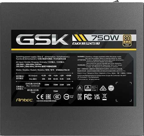 Maitinimo šaltinis Antec GSK750 EC ATX 3.1 Gold 750W (0-761345-20056-1)