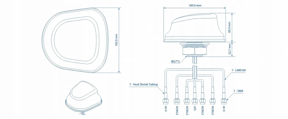 ANTENA PR1KC640 COMBO 5G GNSS Wi-Fi Teltonika
