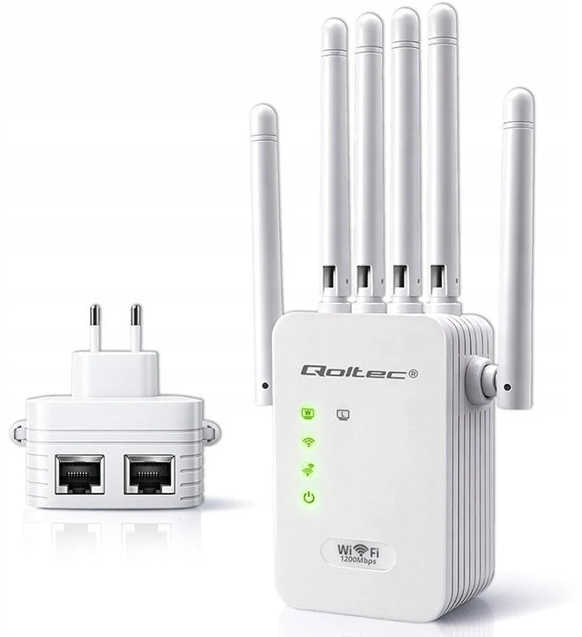 „Qoltec“ stiprintuvas, signalinis „WiFi 5“ | Kartotuvas | Prieigos taškas | AC1200 | 6 antenos | 2x RJ45 | 128 MB