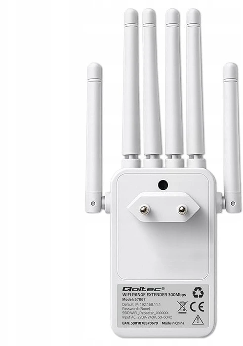 Maršrutizatorius Qoltec WiFi signalo stiprintuvas AX300 6 antenos 2x RJ45
