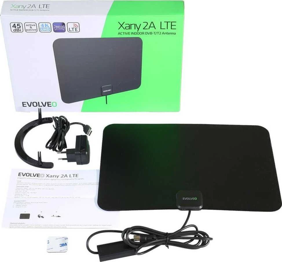 EVOLVEO Xany 2A, 230/5V, aktyvi patalpų antena FM/DAB+/DVB-T2, LTE, 4G, 5G filtras