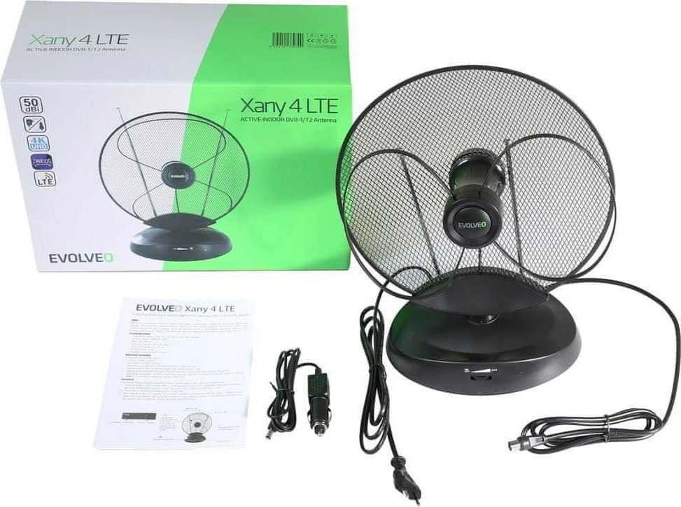 EVOLVEO Xany 4, 230/12V, aktyvi patalpų antena FM/DAB+/DVB-T2, LTE, 4G, 5G filtras