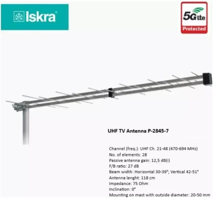 TV Antena ISKRA P-2845-7 F Pilkas