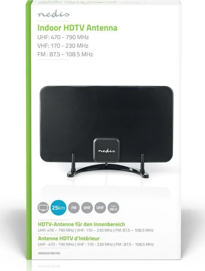 „Nedis RTV“ antena, skirta vidaus televizijai, „NEDIS ANIR2501BK700“.
