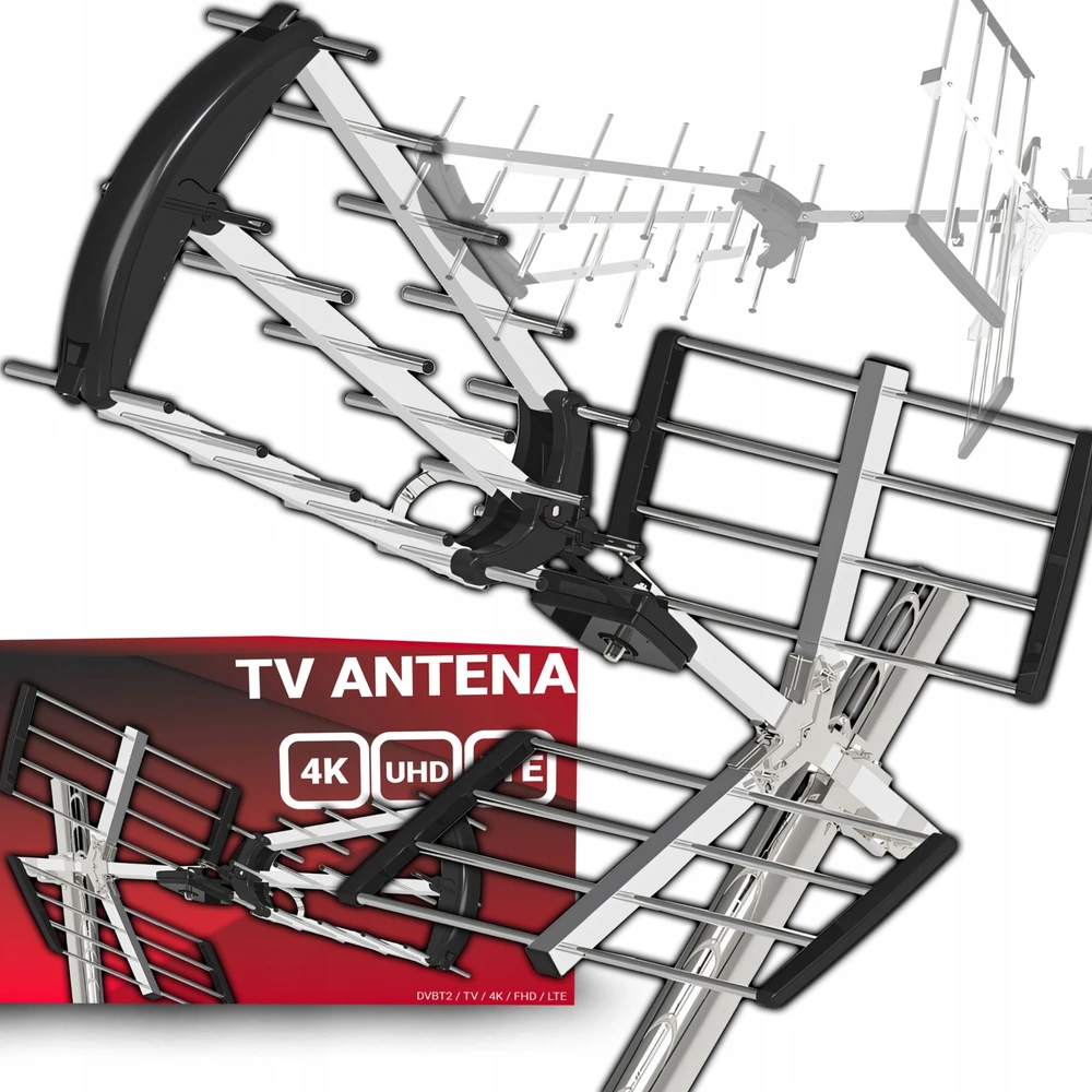 Retoo RTO antenos antžeminei televizijai DVBT2 stipri kryptinė lauko kombinuota MUX8 4K LTE ER1240