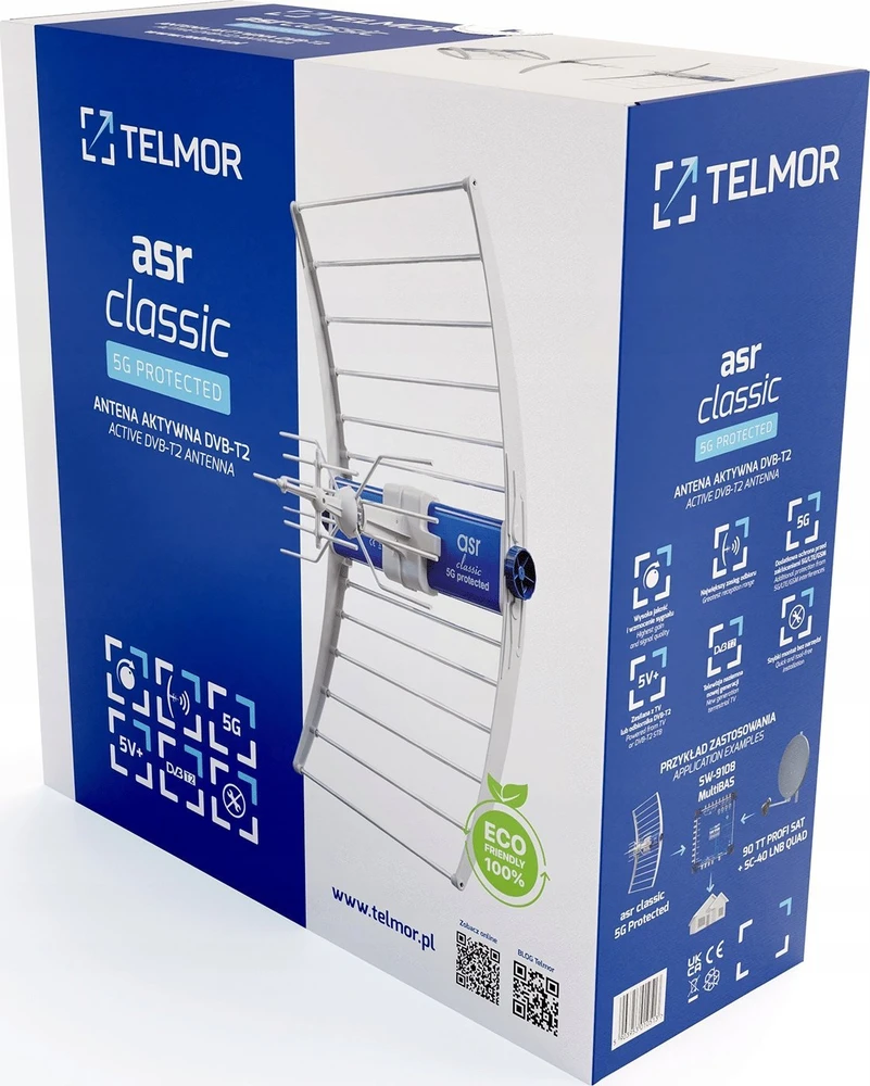 DVB-T/T2 ASR Classic 5G PROTECTED 2023 TV antena su ZZA-7 Telkom Telmor maitinimo šaltiniu