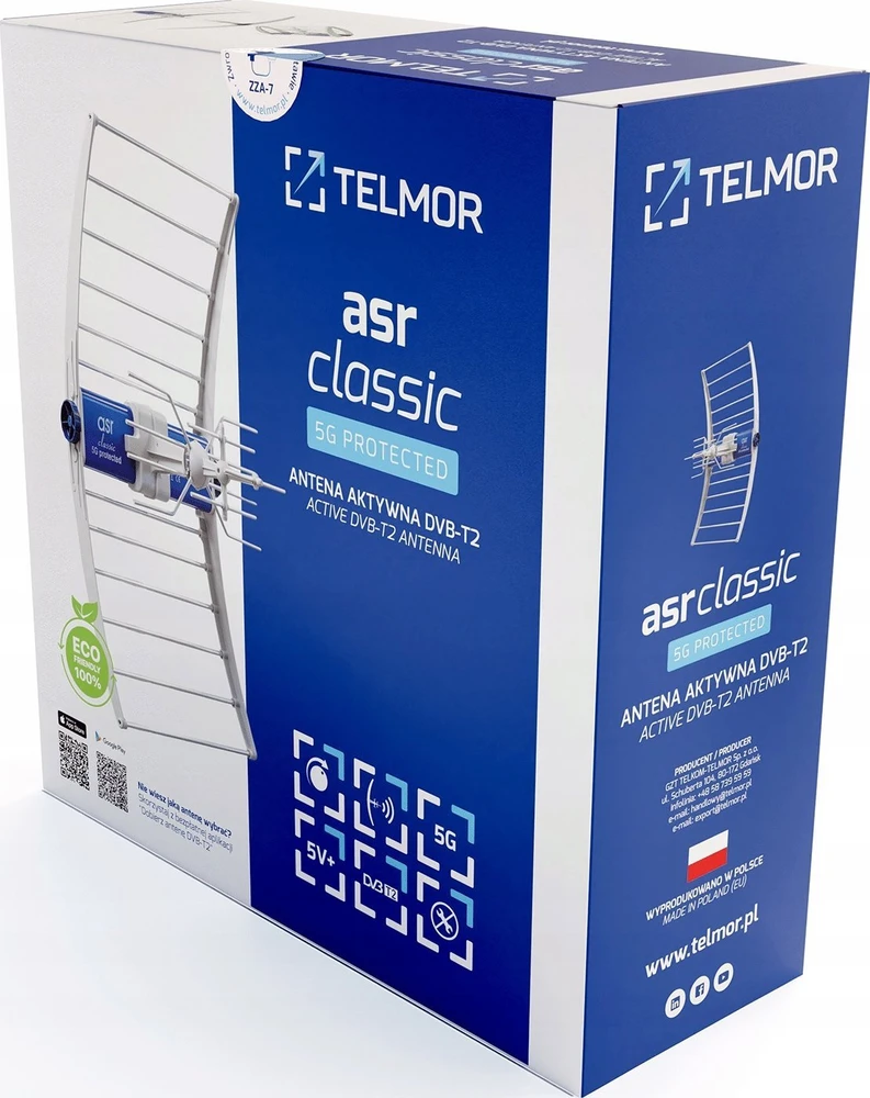DVB-T/T2 ASR Classic 5G PROTECTED 2023 TV antena su ZZA-7 Telkom Telmor maitinimo šaltiniu