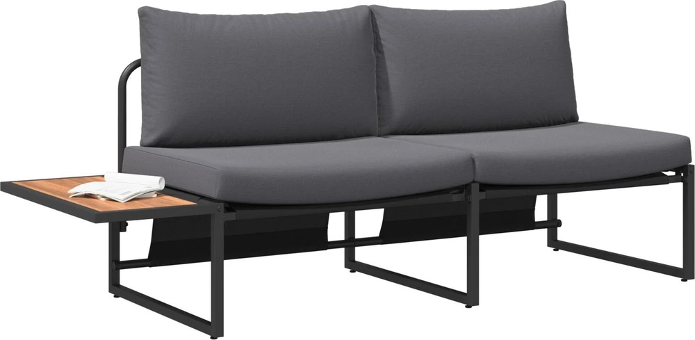 Sodo sofa su pagalve Antracitas 200,5 x 70 x 85,5 cm Plienas