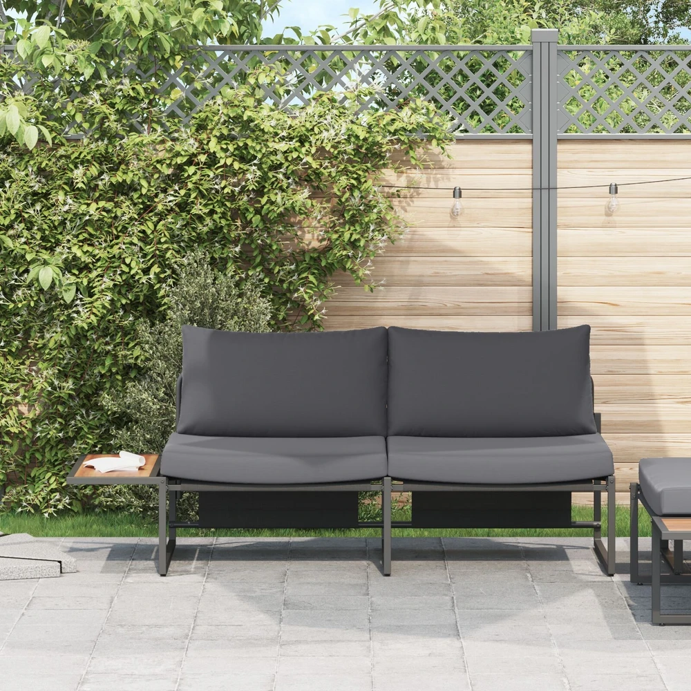 Sodo sofa su pagalve Antracitas 200,5 x 70 x 85,5 cm Plienas