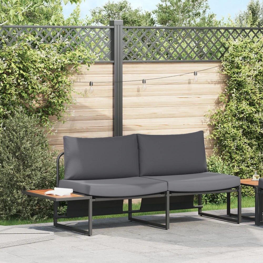 Sodo sofa su pagalve Antracitas 200,5 x 70 x 85,5 cm Plienas