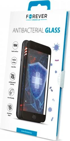 Antybakteryjne Grūdintas stiklas Tempered Glass Forever do iPhone XR / iPhone 11 juoda ramka