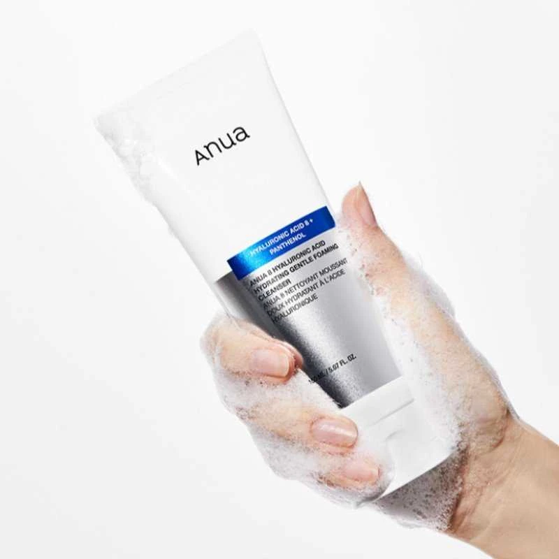 Anua 8 Hyaluronic Acid Hydrating Gentle Foaming Valiklis valomosios veido putos, 150 ml