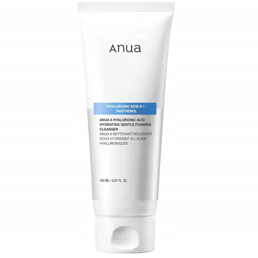 Anua 8 Hyaluronic Acid Hydrating Gentle Foaming Valiklis valomosios veido putos, 150 ml